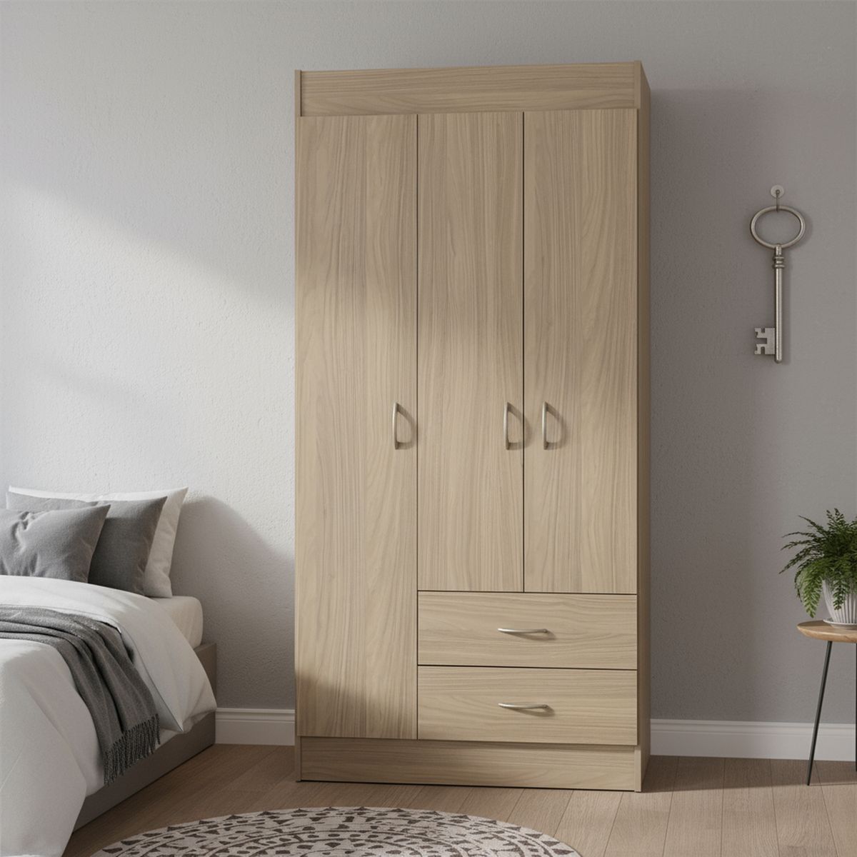 STANFORD - Clóset 3 Puerta(s) 2 Cajón(es) 2 Repisa(s) 81x175x39.2 cm Nogal