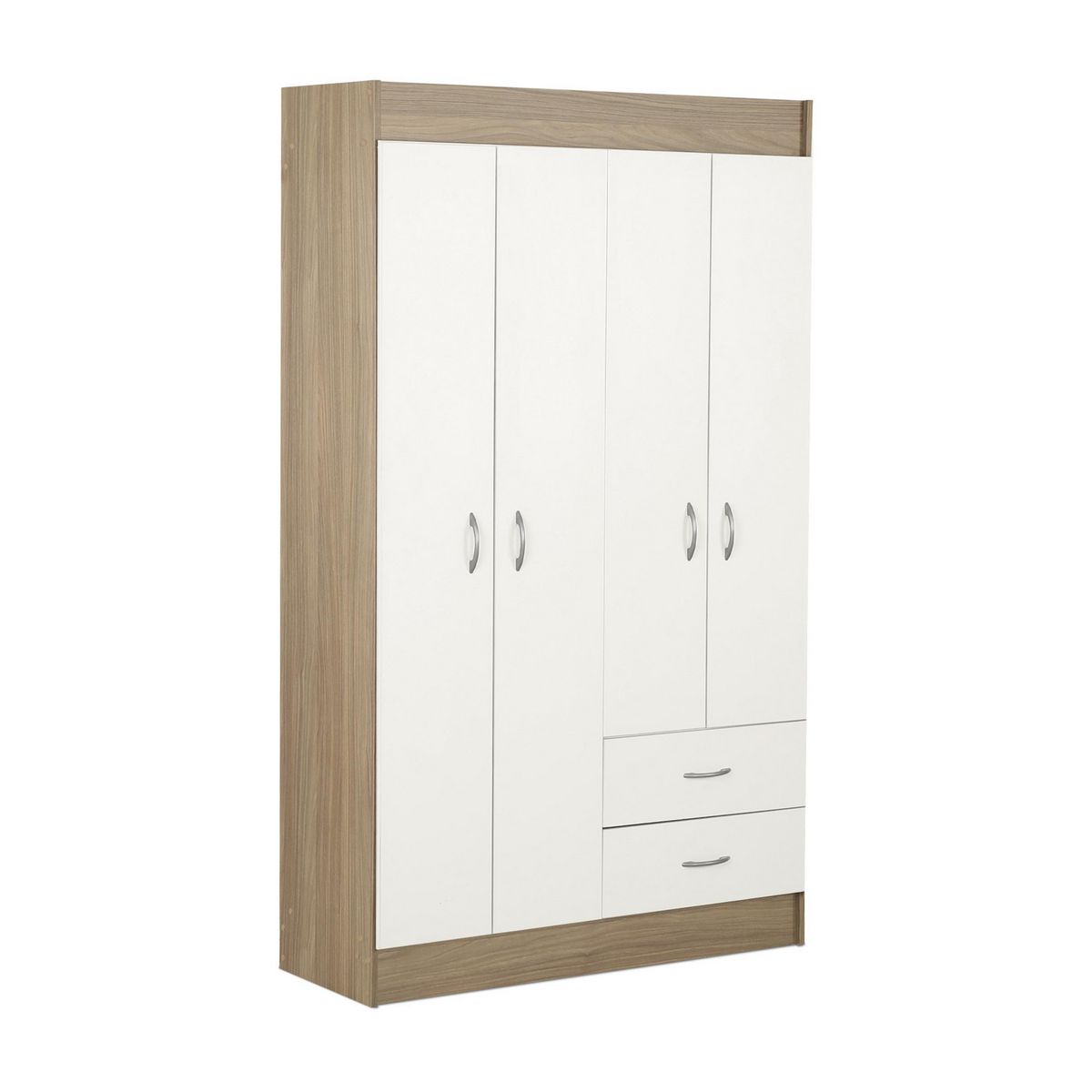 STANFORD - Clóset 4 Puerta(s) 2 Cajón(es) 3 Repisa(s) 102.5x175x39.2 cm Blanco/Natural