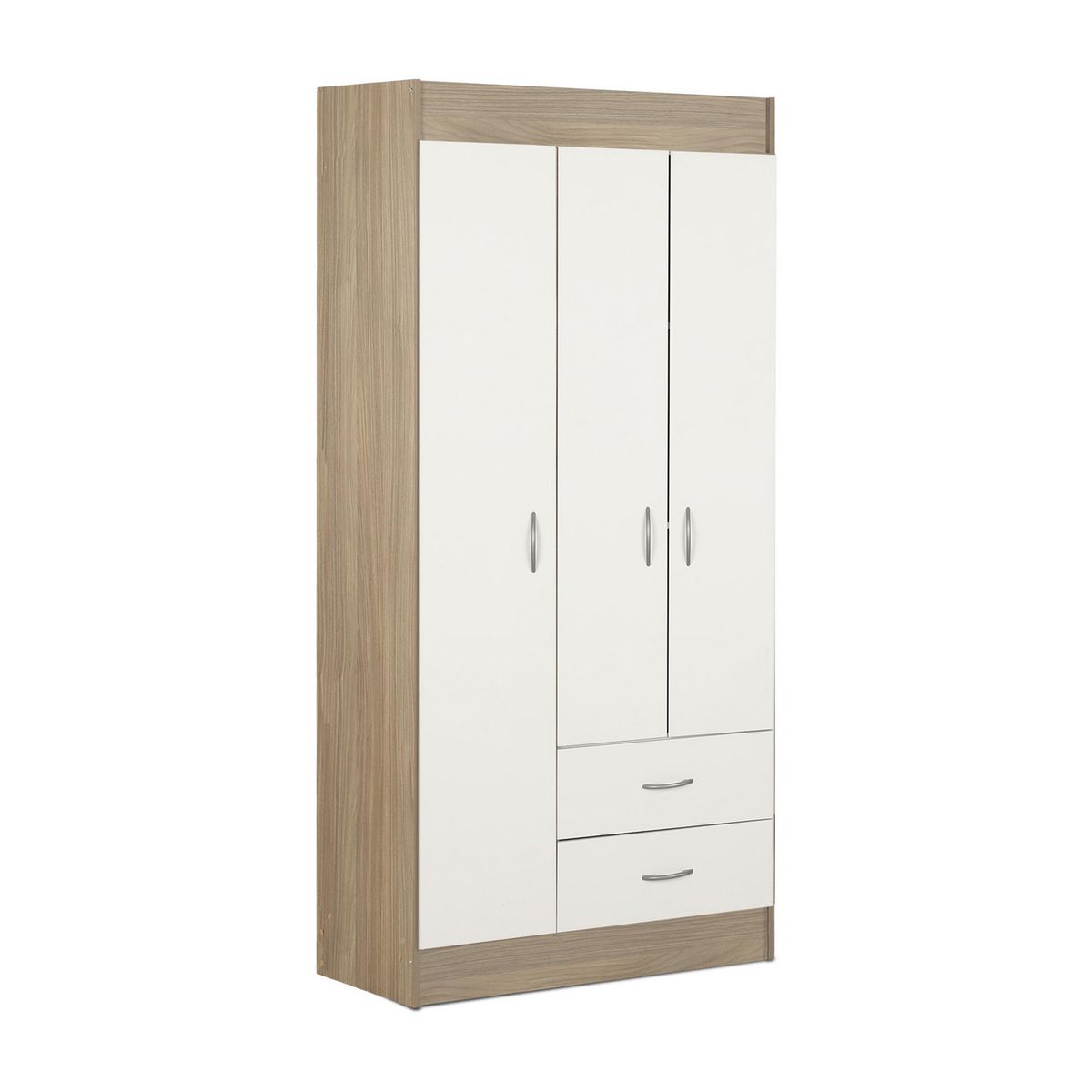 STANFORD - Clóset 3 Puerta(s) 2 Cajón(es) 2 Repisa(s) 81x175x39.2 cm Blanco/Natural