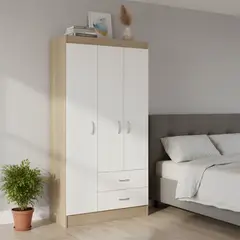 STANFORD - Clóset 3 Puerta(s) 2 Cajón(es) 2 Repisa(s) 81x175x39.2 cm Blanco/Natural