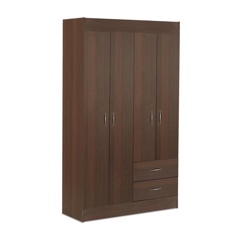 STANFORD - Clóset 4 Puerta(s) 2 Cajón(es) 3 Repisa(s) 102.5x175x39.2 cm Chocolate