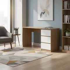 STANFORD - Escritorio 3 Cajones Bicolor 136.5x75x45 cm