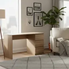 STANFORD - Escritorio 3 Cajones Nogal 136.5x75x45 cm