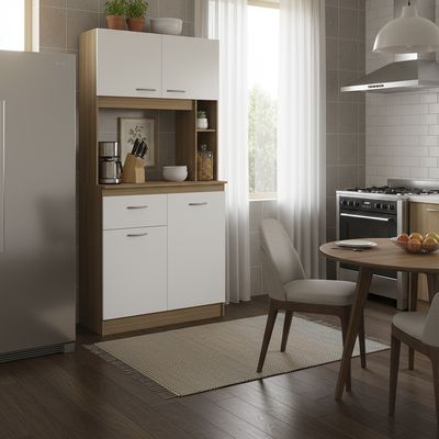 Imagen 2 del producto Mueble Cocina 4 Puertas 1 Cajón 90 Cm Nogal Blanco