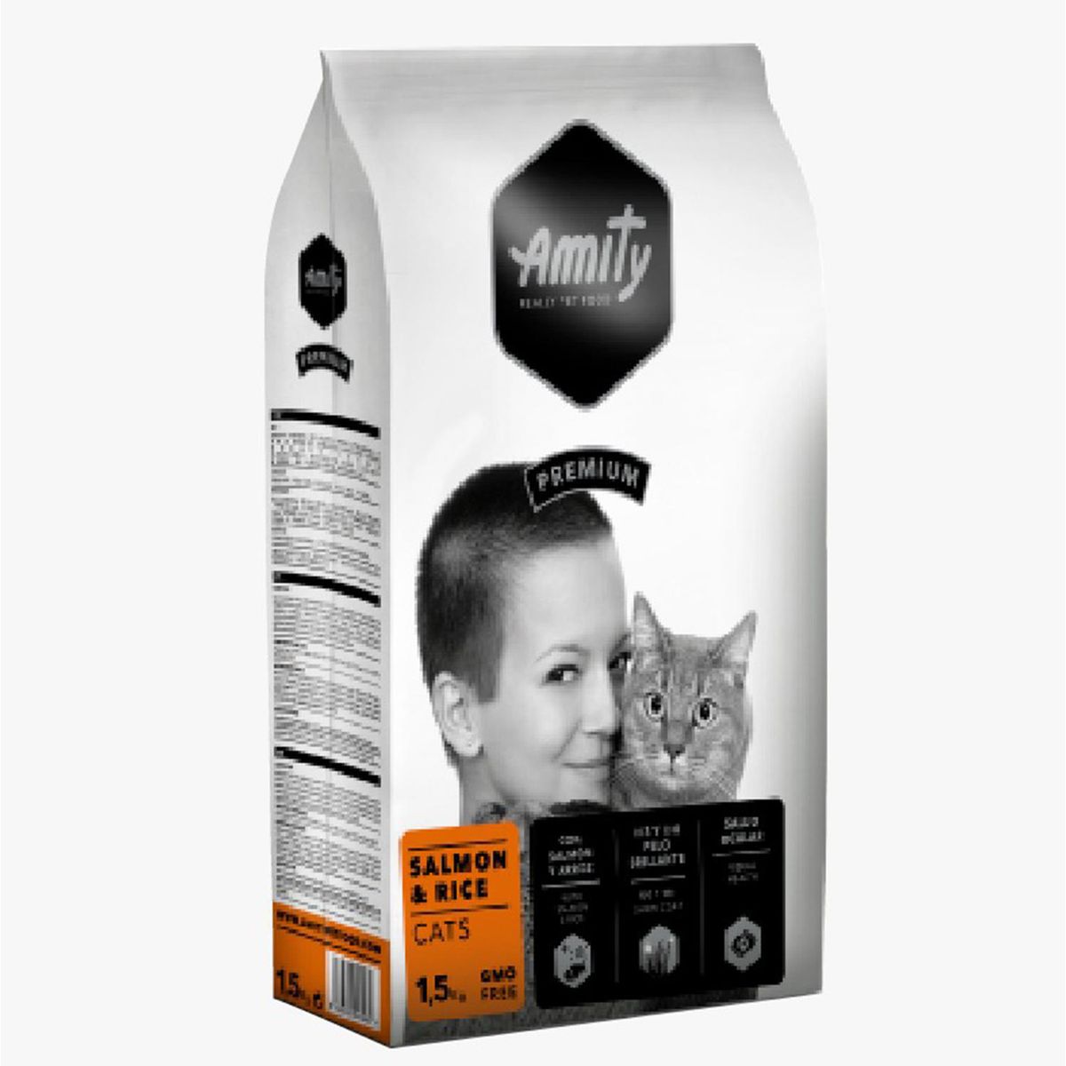 AMITY - Alimento premium para Gato Adulto Salmón y arroz 1.5 kg