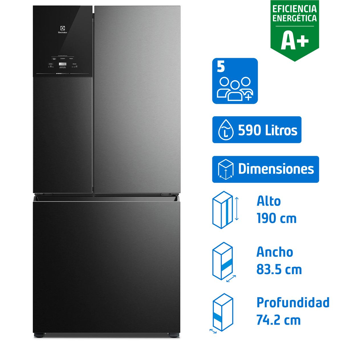 ELECTROLUX - Refrigerador Multidoor No Frost 590 Litros Negro IM8B