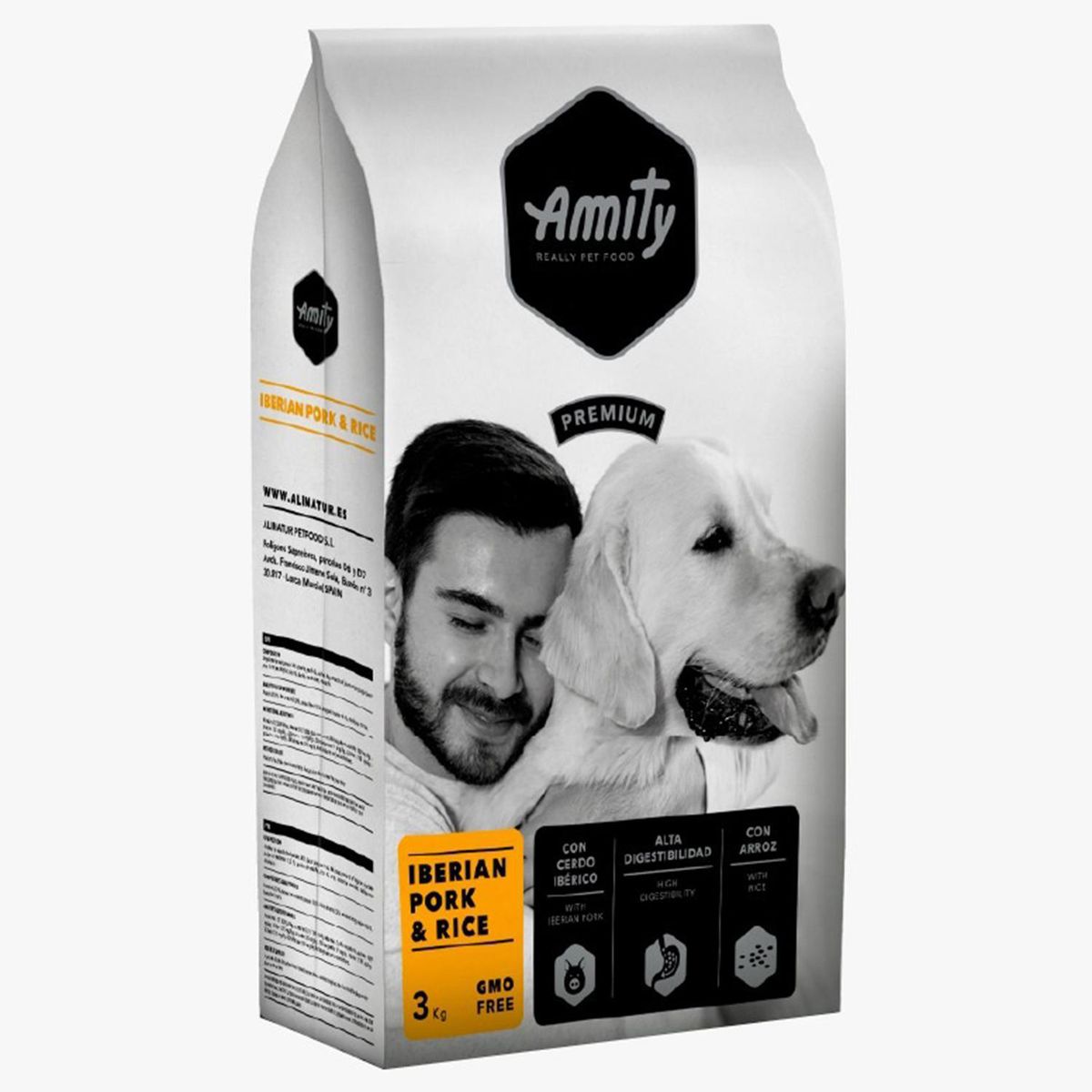 AMITY - Alimento premium para Perro Adulto Cerdo y arroz 3 kg