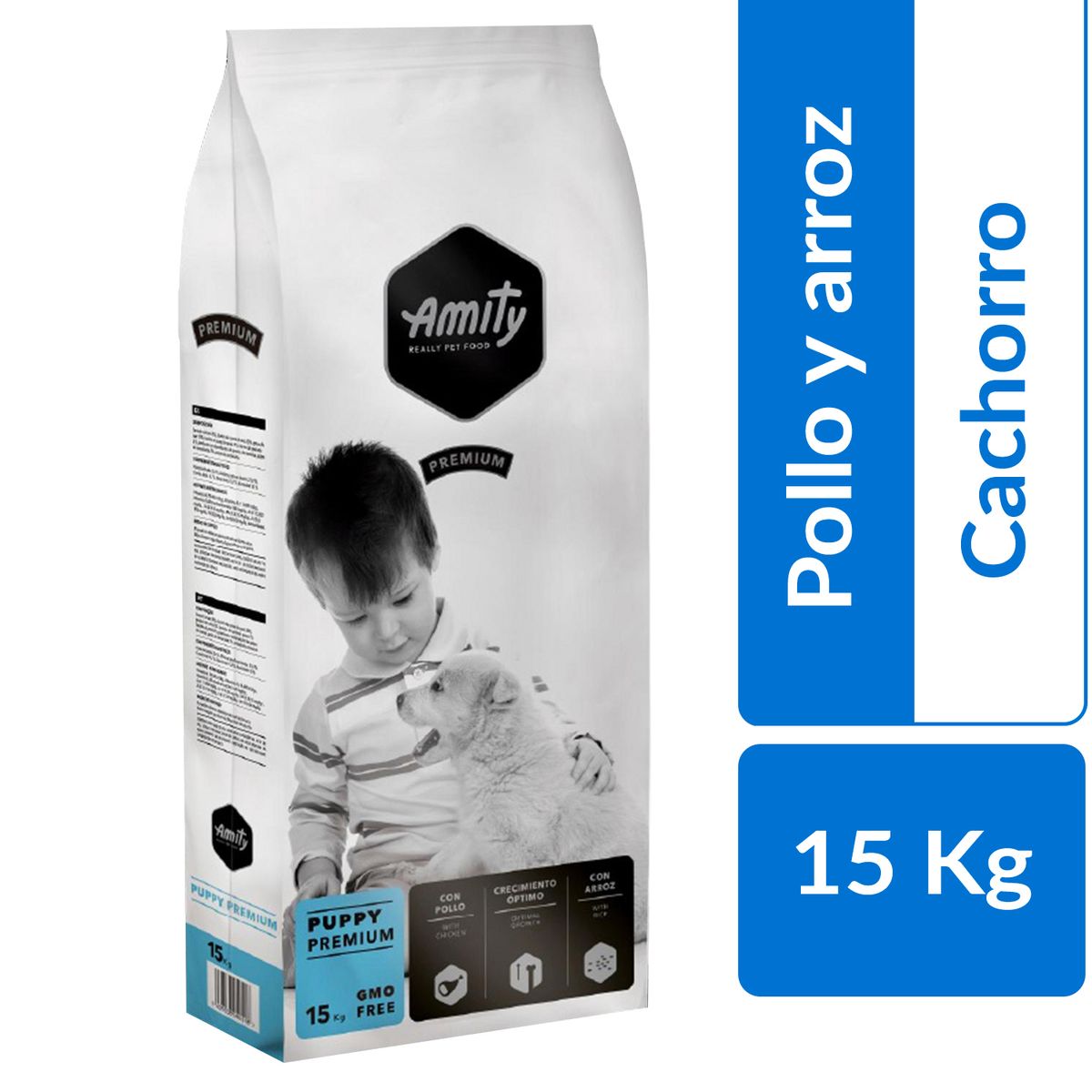 AMITY - Alimento premium para Perro Cachorro Pollo y arroz 15 kg
