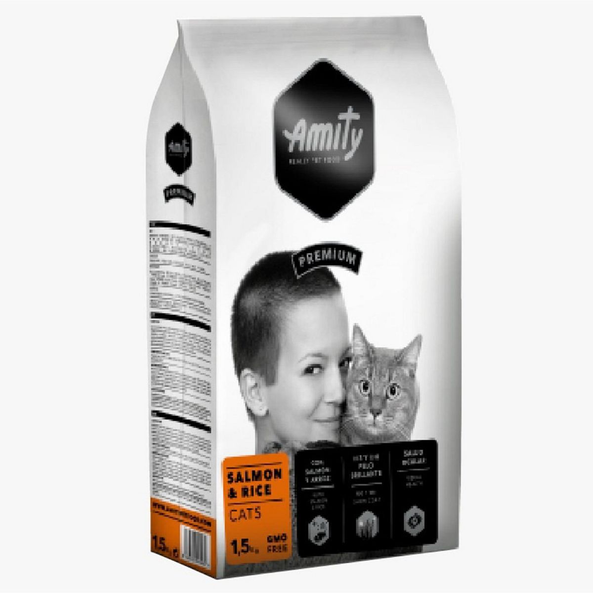 AMITY - Alimento premium para Gato Adulto Salmón y arroz 1.5 kg