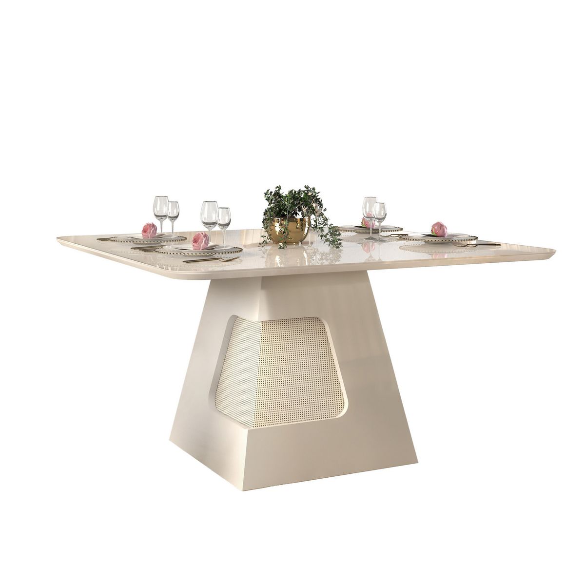 DI PORETTI - Juego de comedor Paris 8 Sillas Mesa Cuadrada 136x136x80cm Blanca