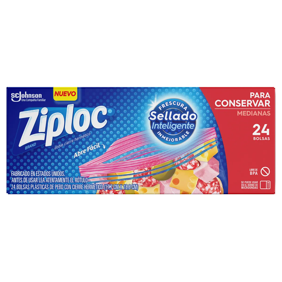 ZIPLOC - Pack 24 Bolsas Herméticas Ziploc Mediana Transparentes 9 Cm3