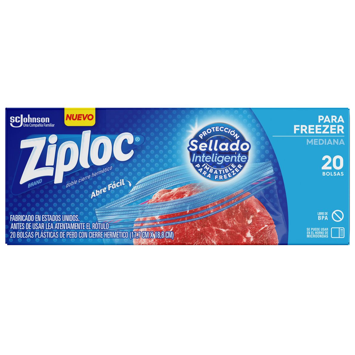 ZIPLOC - Bolsas Ziploc Freezer 9.0 L 20 Unidades Azul Herméticas