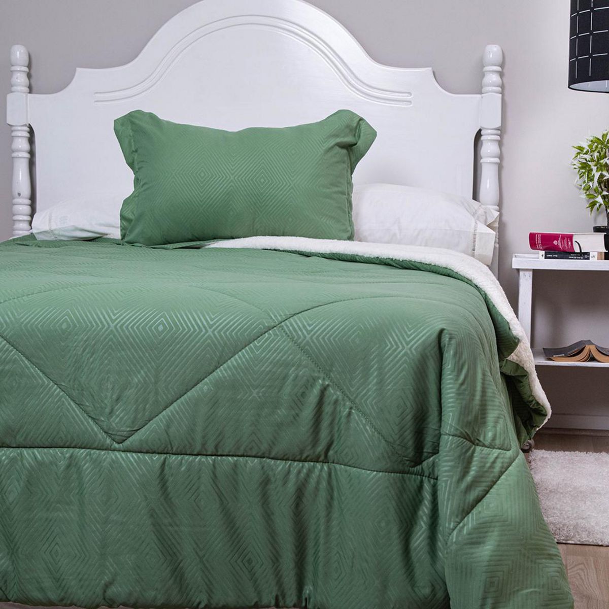 DORAL - Plumón 2 plazas Embossed Liso Verde