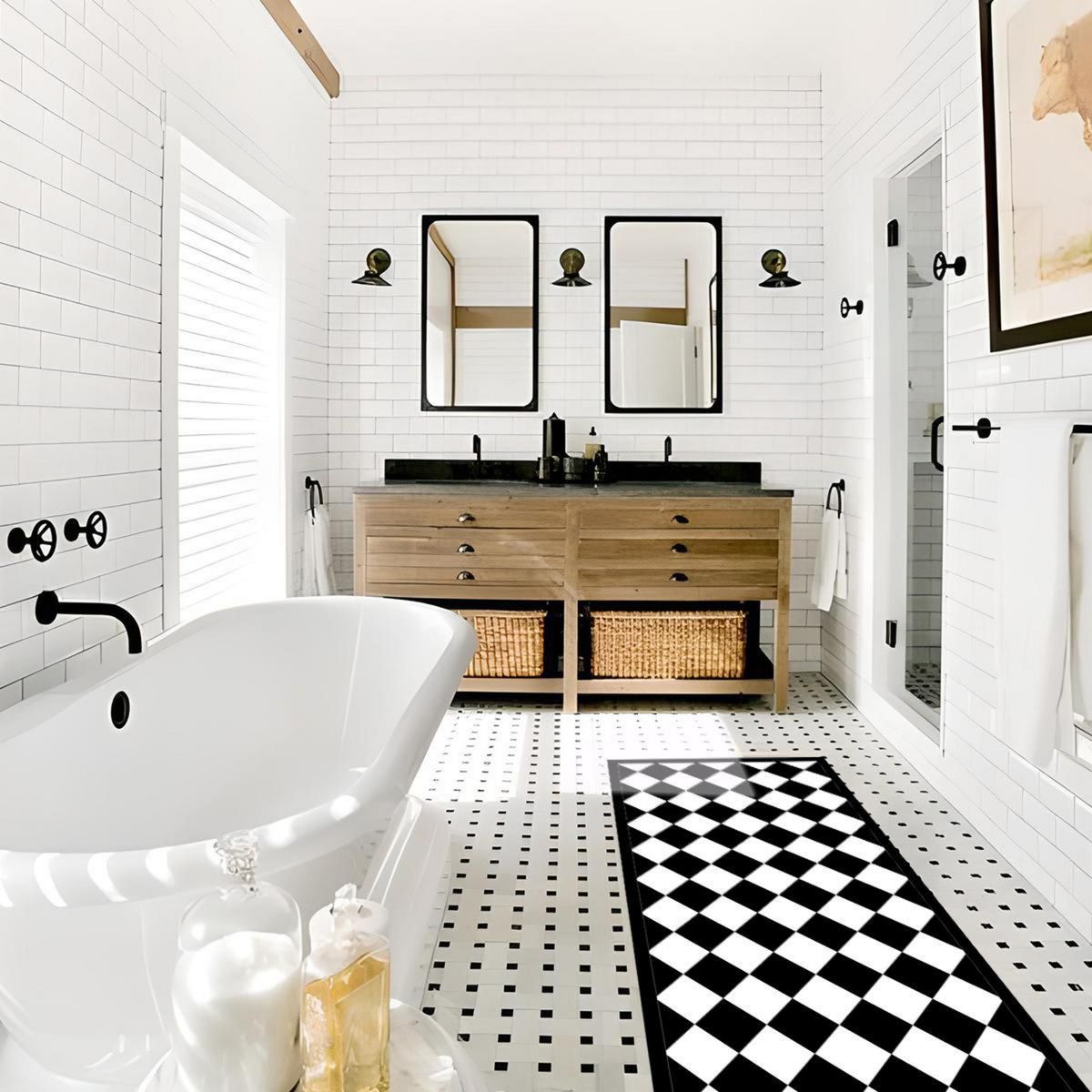 DAVANTI - Alfombra Cocina Classc Check 60x120 cm PVC Estampado