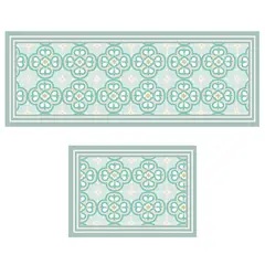 DAVANTI - Set 2 Alfombras Cocina Flor Arab 45x180 cm Estampado