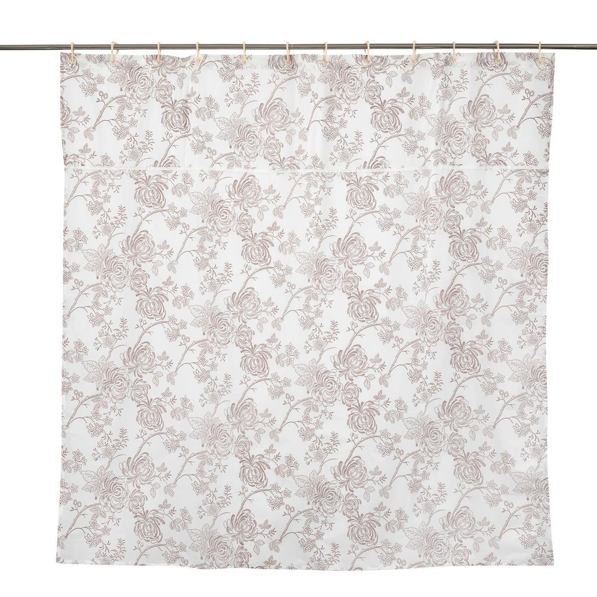 GENTILE - Set De Baño 180X180 Cm Crudo Con Estampado Flor Café