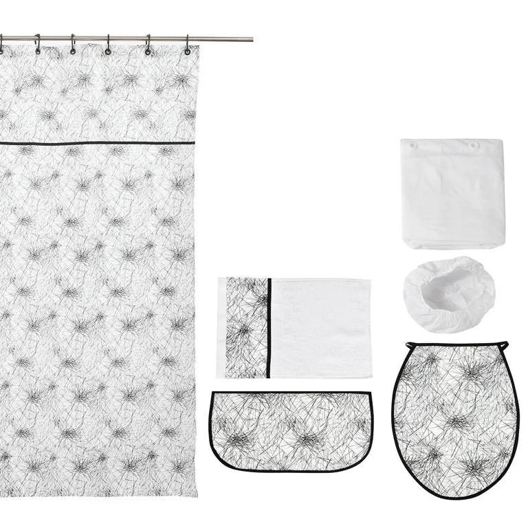 Set Baño 7P Crudo Rayos Negros
