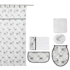 GENTILE - Set De baño 180x180 cm Crudo/ Negro