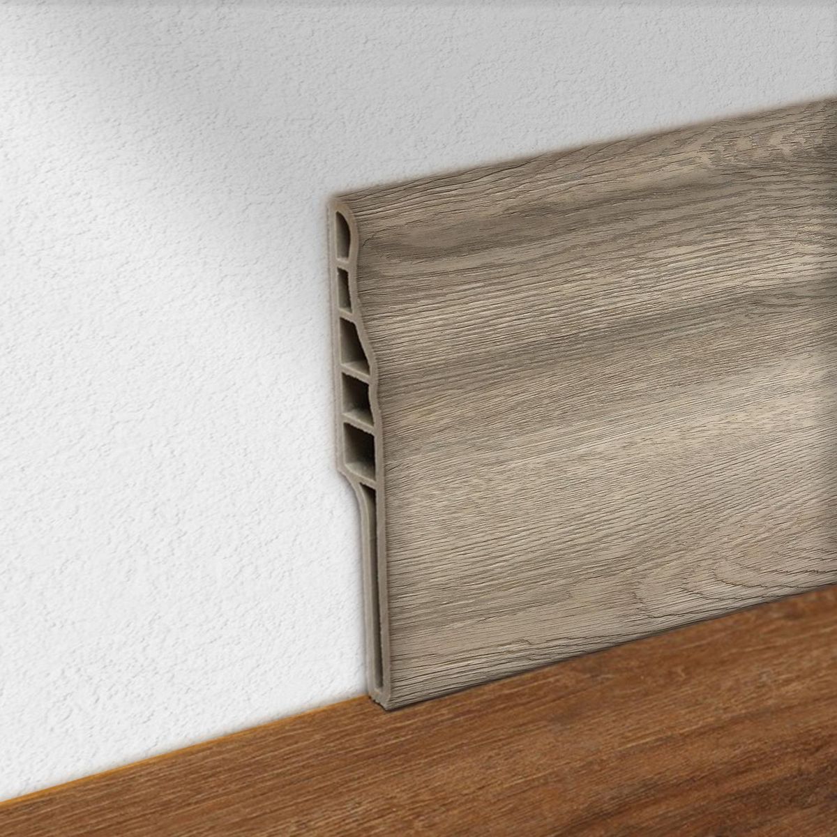 HOGA - Guardapolvo PVC 2mt x 90mm Gris Oak