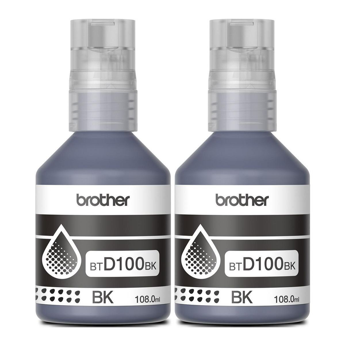 BROTHER - Pack 2 botellas de tinta BTD100BK2PK Negro