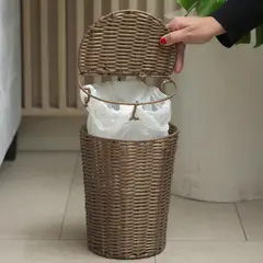 MOOD - Basurero Papelero Boho 6 Litros Plástico Café
