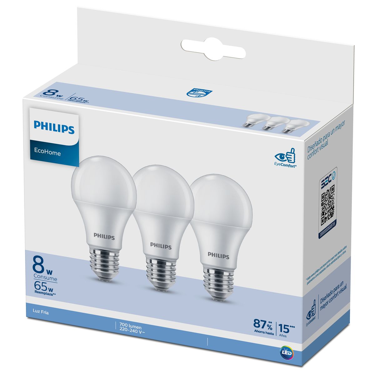 PHILIPS - Ampolleta led 8 W E27 700 lm Luz Fría
