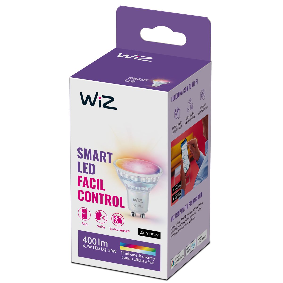 WIZ - Ampolleta Inteligente Wiz Wifi 4.7 W GU10 400 lm Luz Multicolor