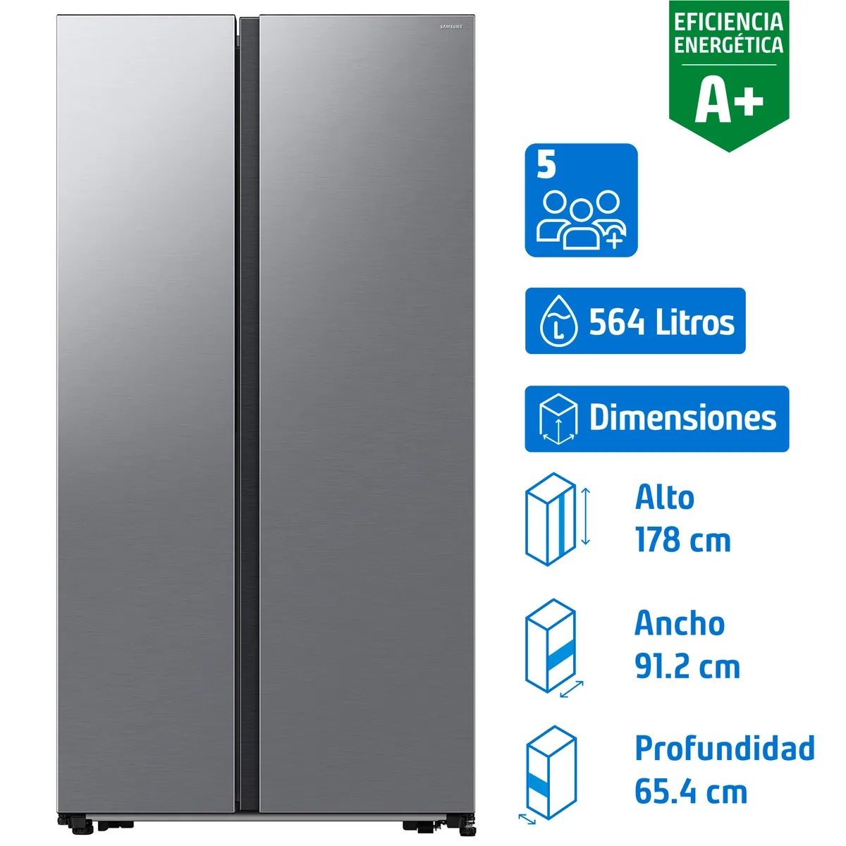 SAMSUNG - Refrigerador 2 Puertas Side by Side No Frost 564 Litros Gris RS57DG4000M9ZS