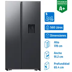 SAMSUNG - Refrigerador Side by Side No Frost 560 Litros Negro RS57DG4100B4ZS