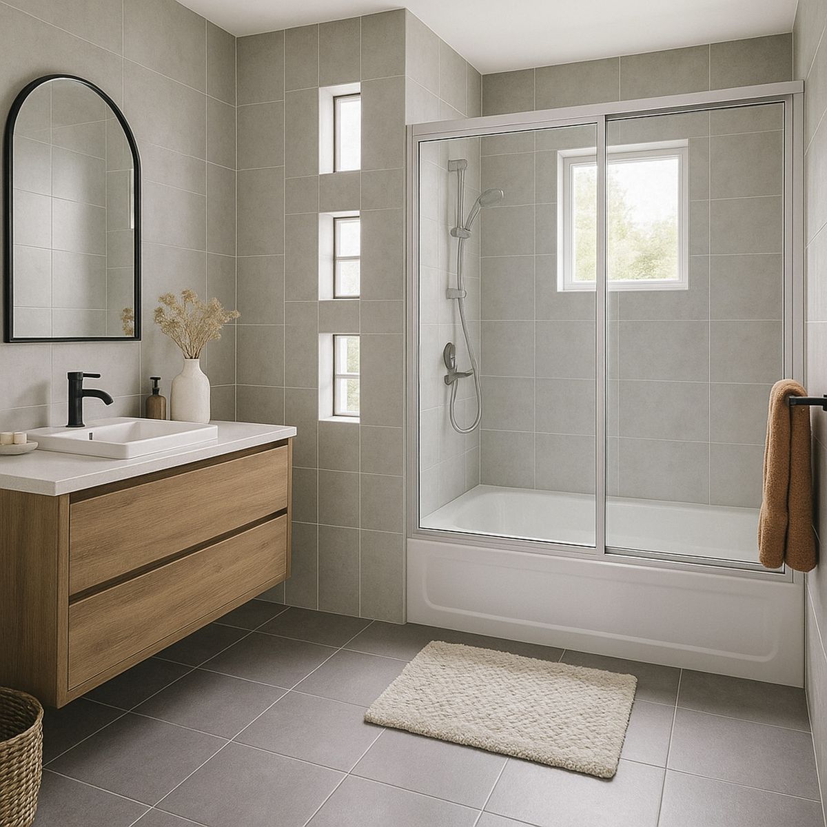 WINTEC - Mampara Tina Vidrio templado Listado 140x150cm