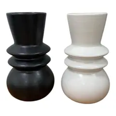 SOHOGAR - Florero De Cerámica 15,5x9 Cm Color Surtido Blanco y Negro