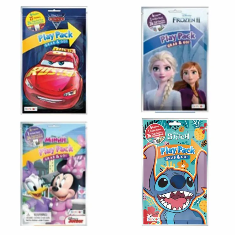 Pack de: Libro de 24 pags para pintar con 4 crayones y set de stickers