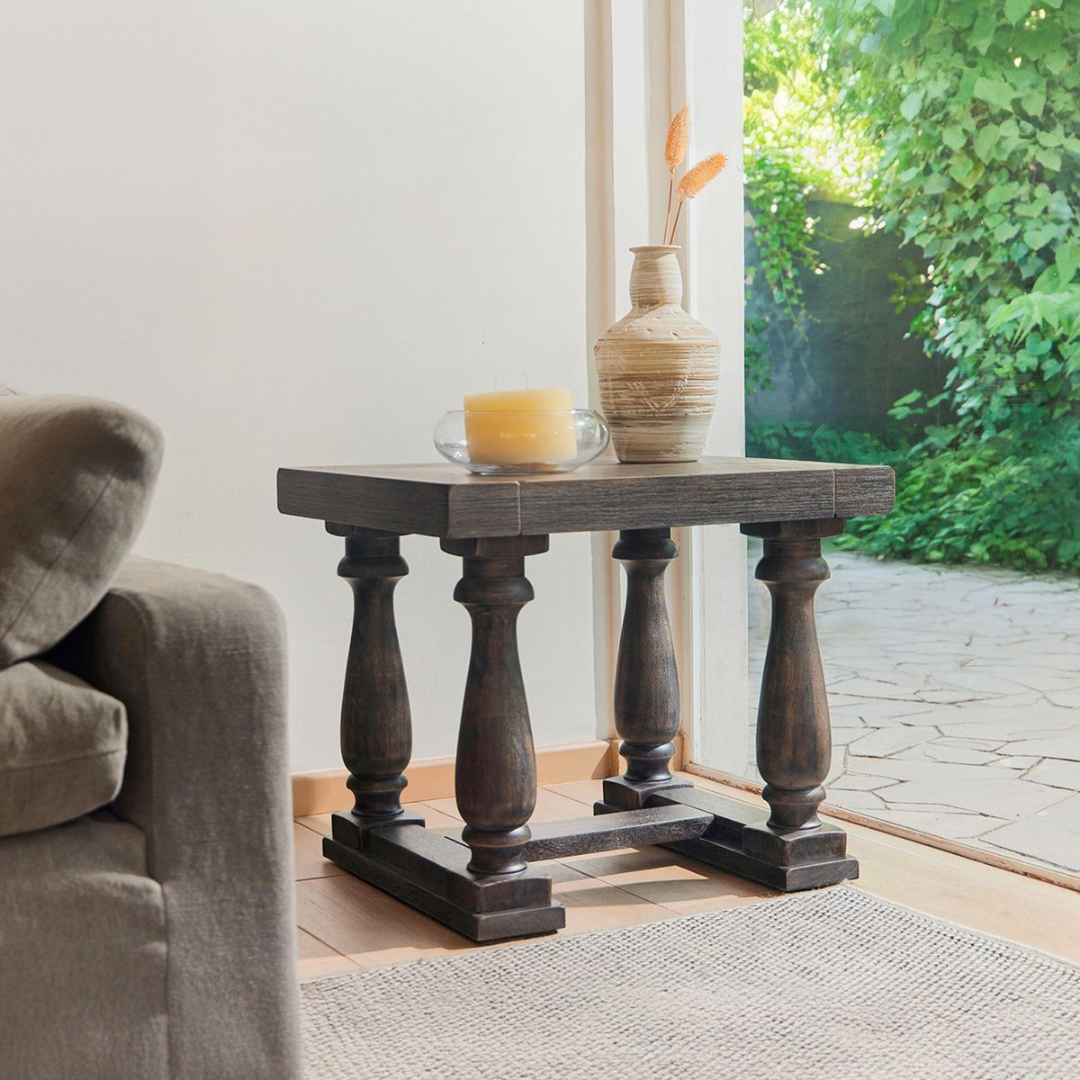 CIC - Mesa Lateral Brigthon Gris Envejecido 45x127x71 cm