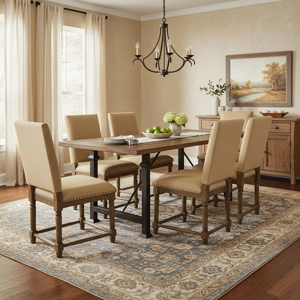 CIC - Juego de Comedor Bolton 6 Sillas Mesa Rectangular 76x100x182 cm Café