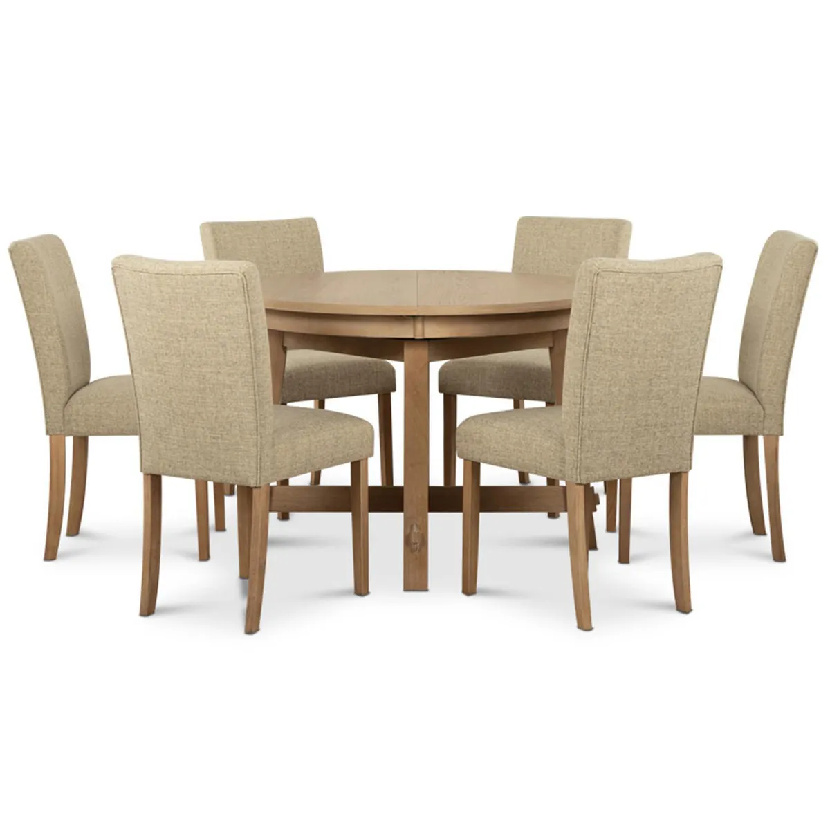 CIC - Juego de Comedor Preston 6 Sillas Mesa Redonda 77x100x100 cm Roble