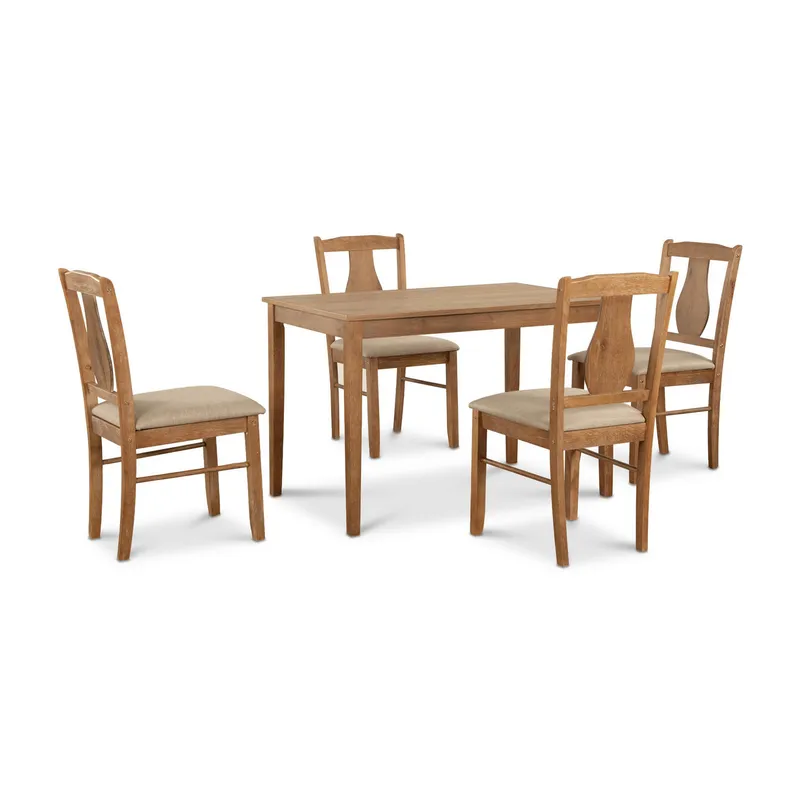 CIC - Juego de Comedor Texas 4 Sillas Mesa Rectangular 75x71x113 cm Walnut