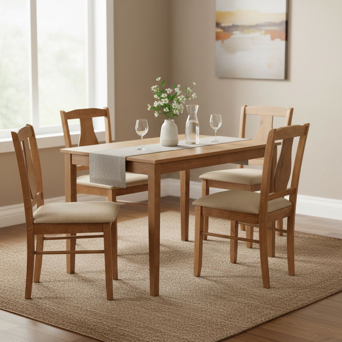 CIC - Juego de Comedor Texas 4 Sillas Mesa Rectangular 75x71x113 cm Madera