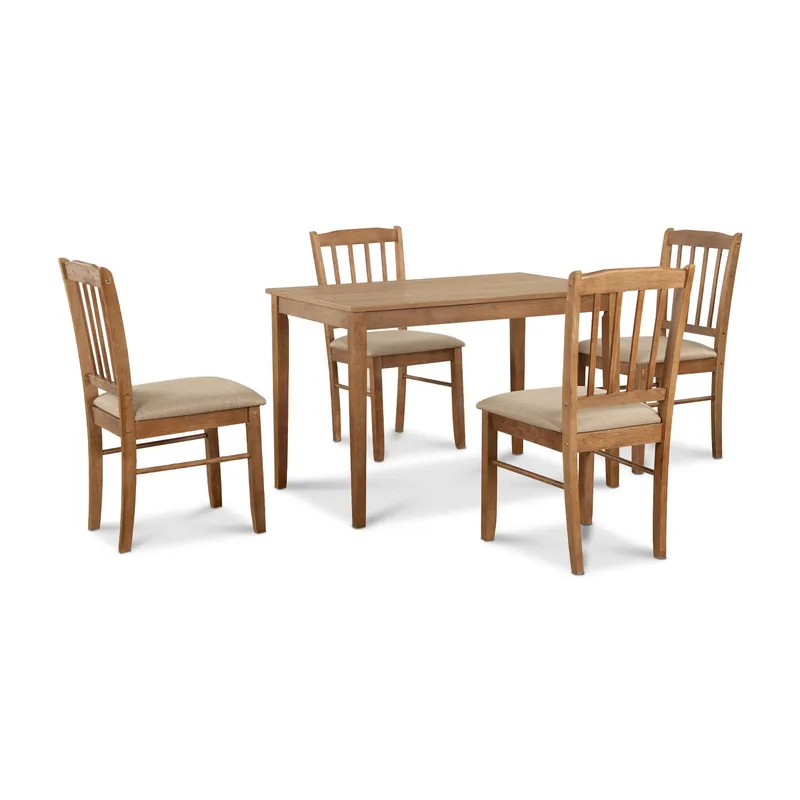 CIC - Juego de Comedor Kansas 4 Sillas Mesa Rectangular 75x71x113 cm Roble
