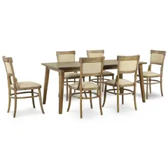 CIC - Juego de Comedor Nottingham 6 Sillas Mesa Rectangular 74x90x160 cm Walnut