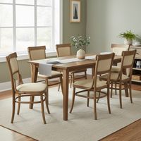 Juego de Comedor Nottingham 6 Sillas Mesa Rectangular Extensible 180-200 cm Walnut