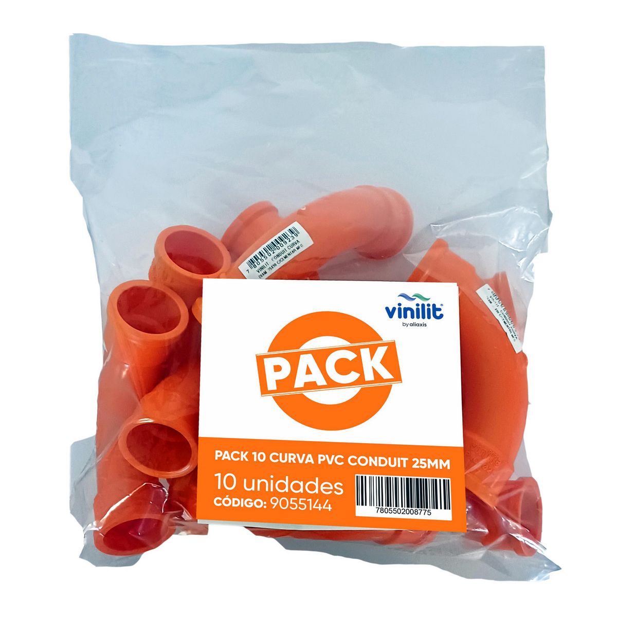 VINILIT - Pack de 10 Curva Conduit PVC 21 x 16 cm