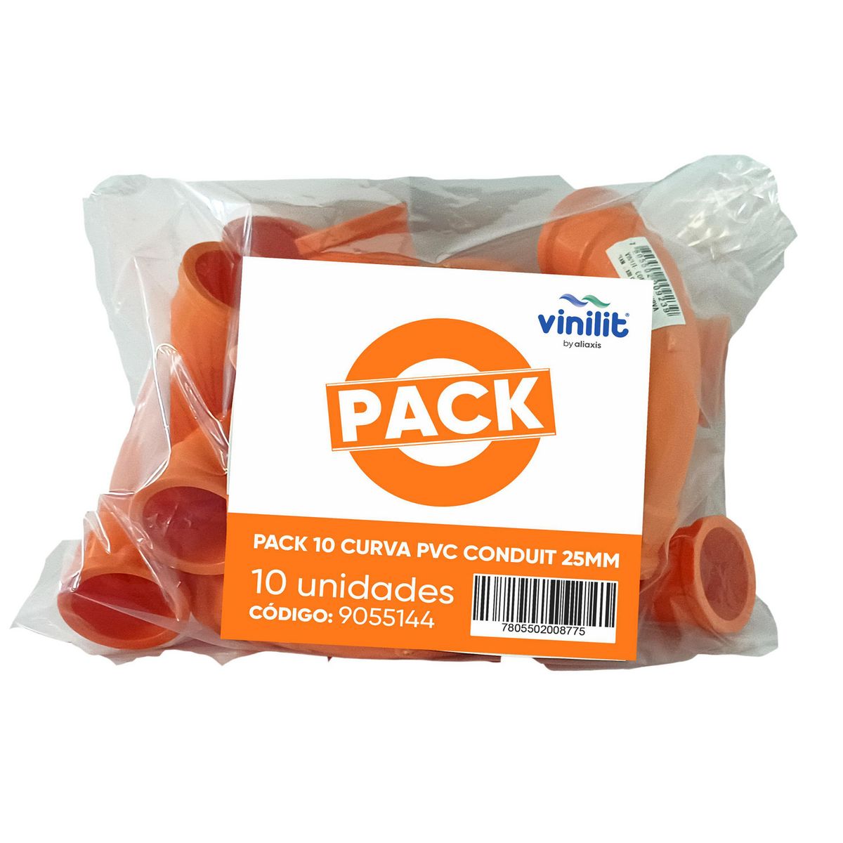 VINILIT - Pack de 10 Curva Conduit PVC 21 x 16 cm