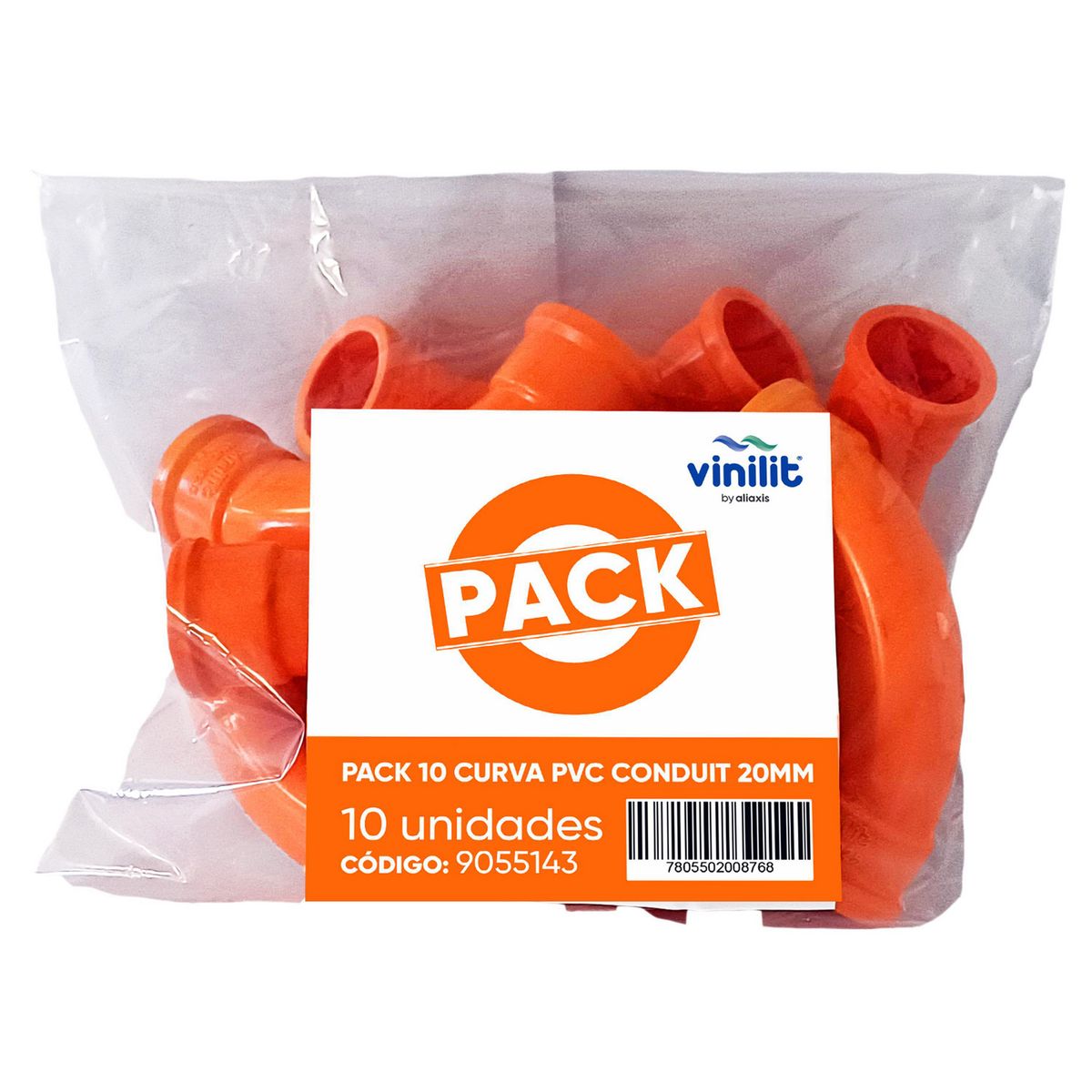 VINILIT - Pack de 10 Curva Conduit PVC 21 x 14 cm