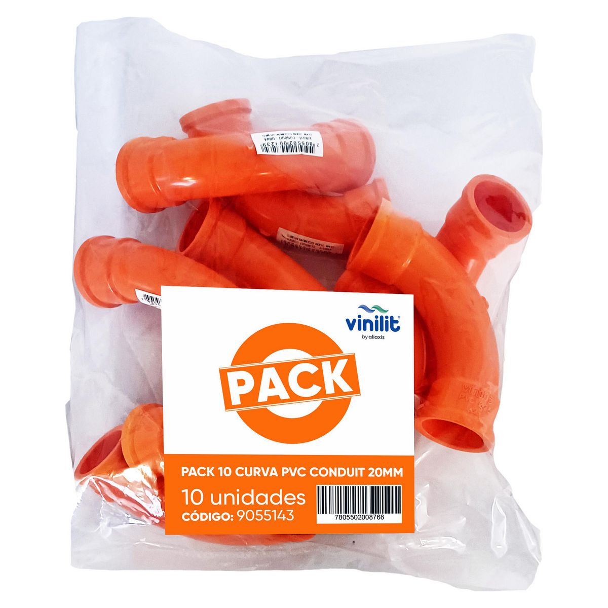 VINILIT - Pack de 10 Curva Conduit PVC 21 x 14 cm