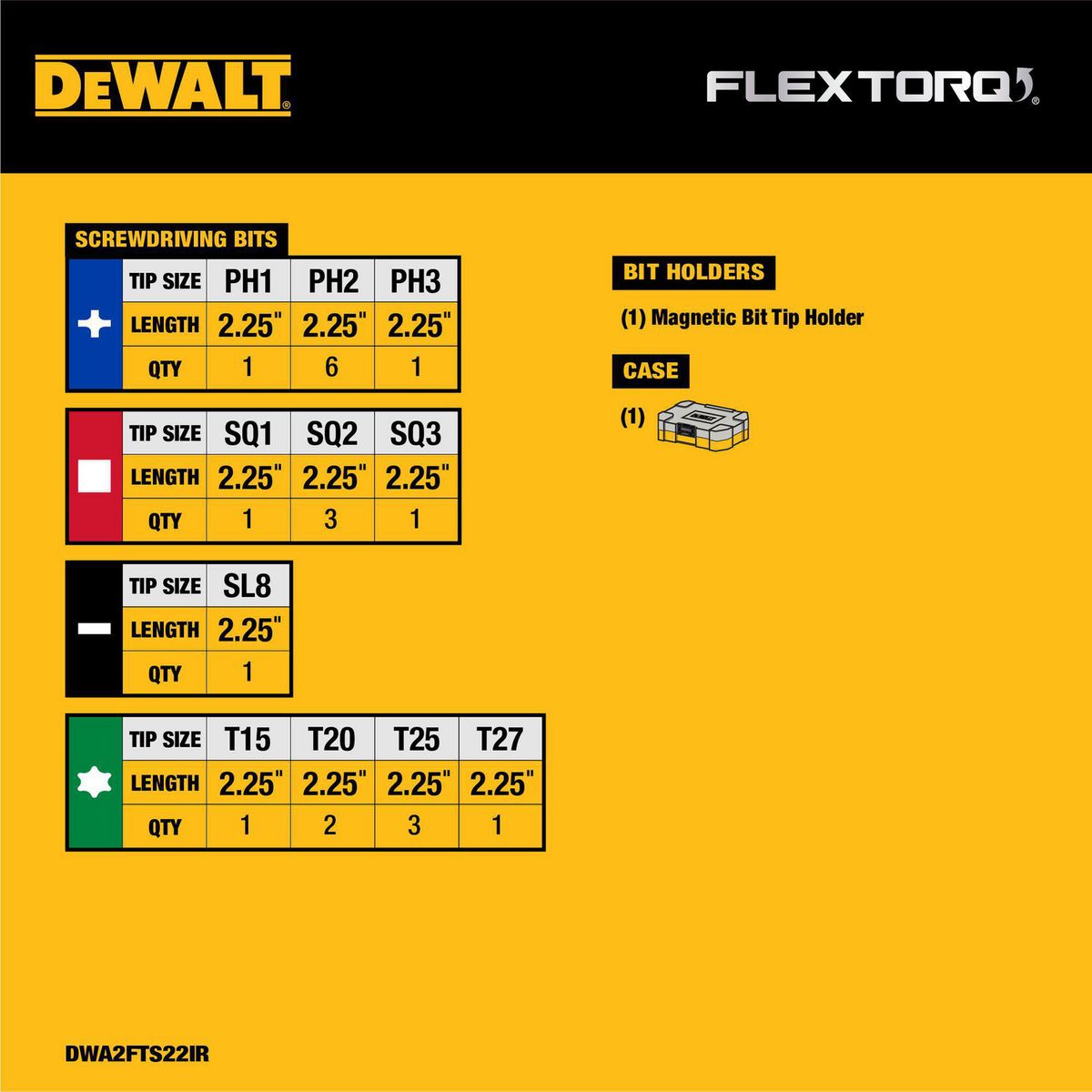 DEWALT - Set 22 brocas Impact Ready Flextorq
