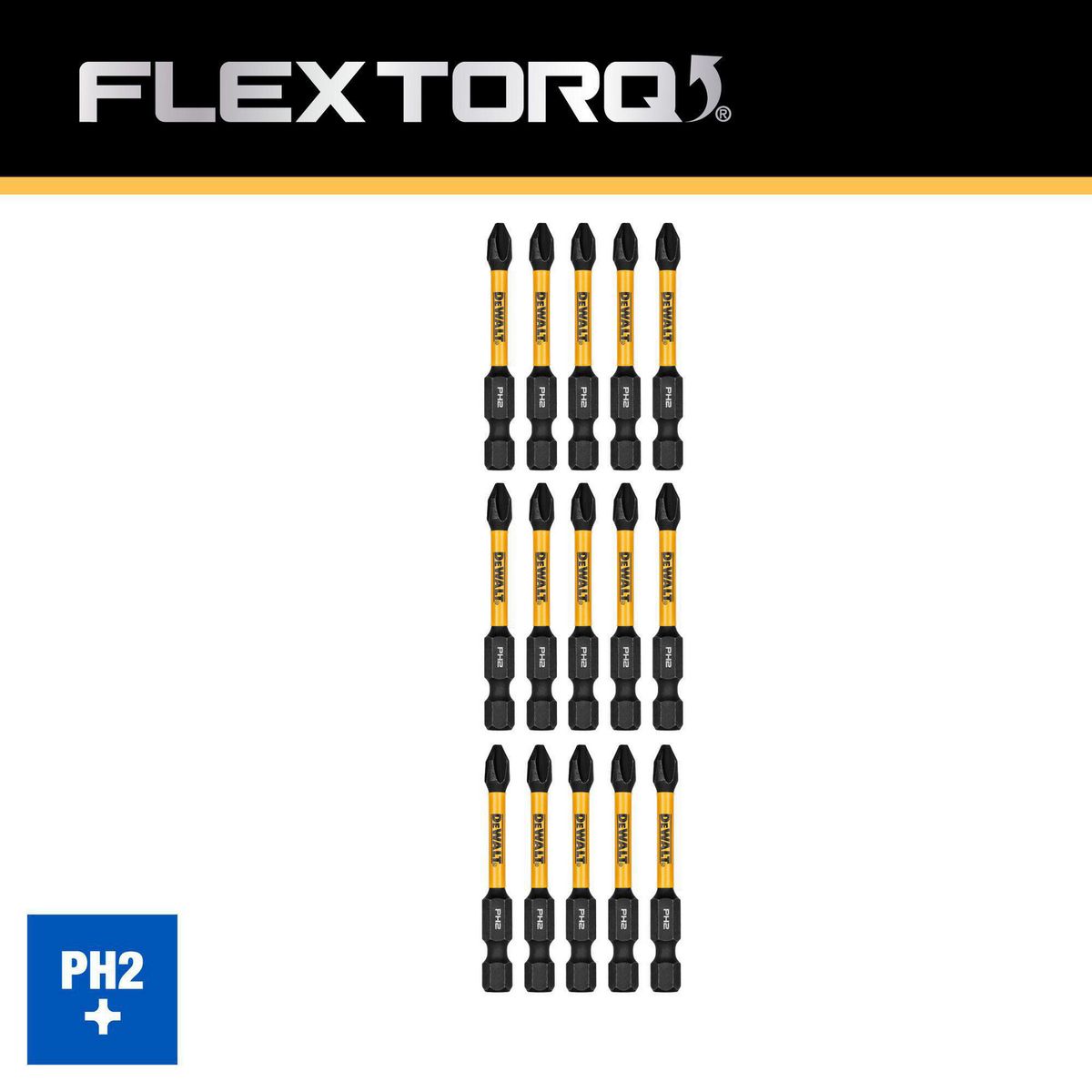 DEWALT - Set 5 brocas phillips #2 3-1/2” Flextorq