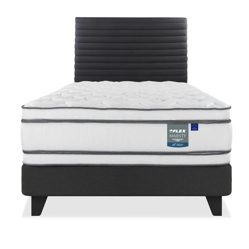 FLEX - Cama Europea Majesty 1.5 Plazas 105x200 cm + Respaldo Modern