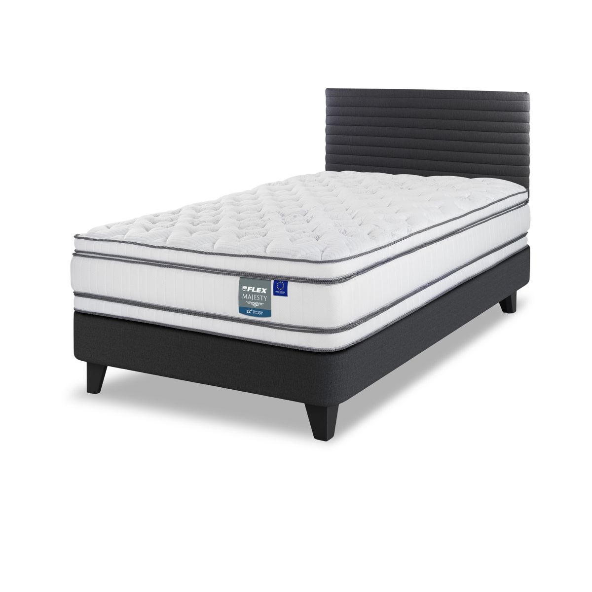FLEX - Cama Europea Majesty 1.5 Plazas 105x200 cm + Respaldo Modern