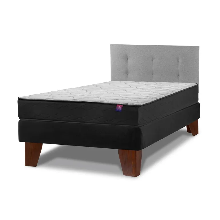 Cama Europea Therapedic Plus 1.5 Plazas 105X200 Cm+Respaldo Royal Gris
