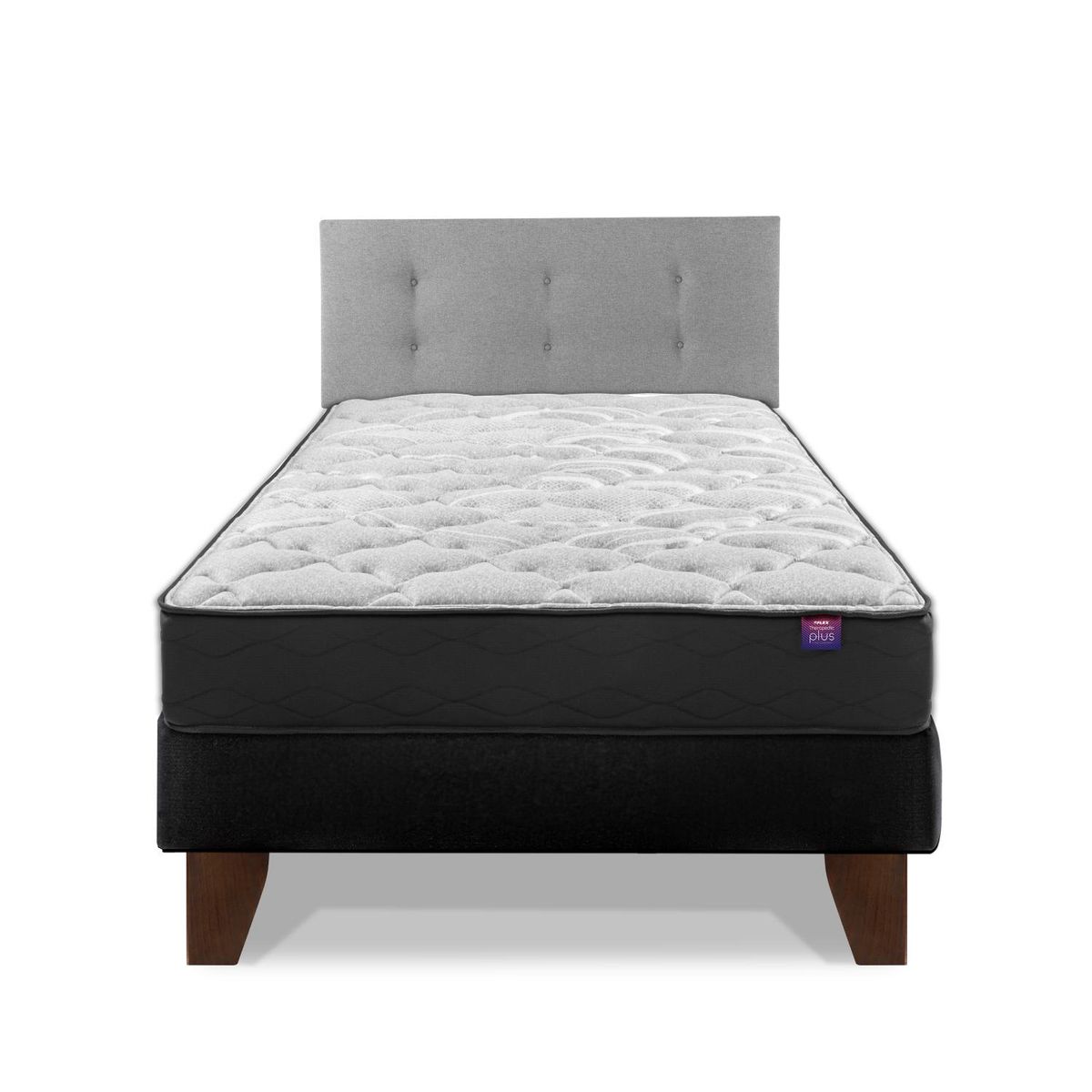 FLEX - Cama Europea Therapedic Plus 1.5 Plazas 105x200 cm+Respaldo Royal Gris